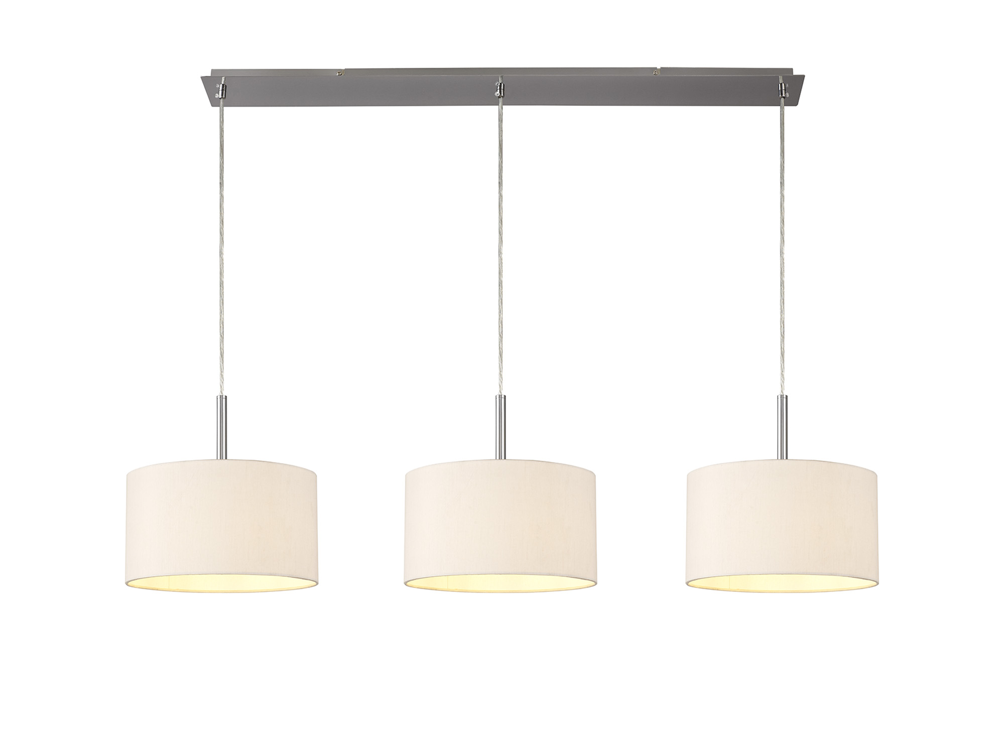 Baymont 30cm Shade 3 Light Pendant Satin Nickel, Nude Beige